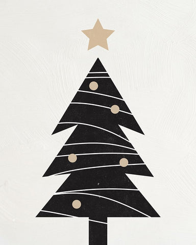 Modern Christmas Tree I Black Modern Wood Framed Art Print by Blue, Nina