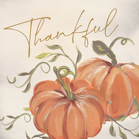 Thankful Pumpkins Black Ornate Wood Framed Art Print with Double Matting by Blue, Nina