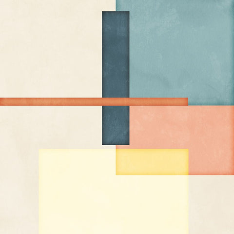 Block Square II White Modern Wood Framed Art Print with Double Matting by Blue, Nina