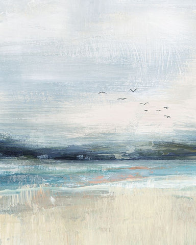 Coastal Birds Black Modern Wood Framed Art Print by Blue, Nina