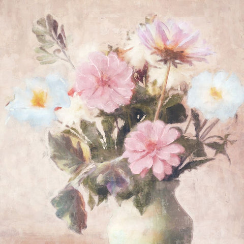 Spring Blooms II White Modern Wood Framed Art Print with Double Matting by Blue, Nina