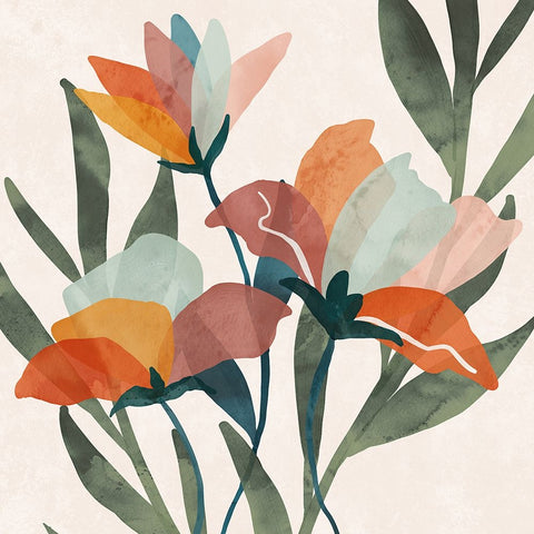 Summer Bouquet III Black Modern Wood Framed Art Print by Blue, Nina