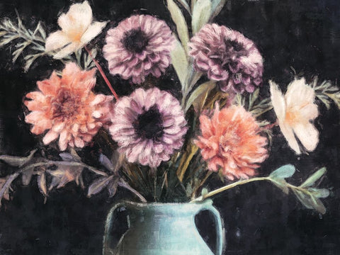 Harvest Floral White Modern Wood Framed Art Print with Double Matting by Blue, Nina