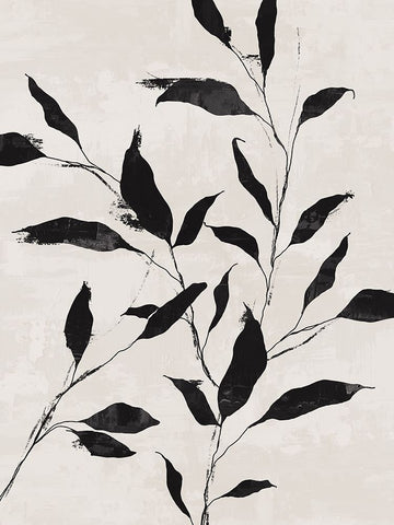 Noir Botanical Black Modern Wood Framed Art Print by Blue, Nina