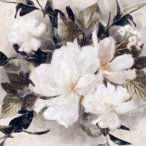 Whisper Blooms White Modern Wood Framed Art Print with Double Matting by Blue, Nina