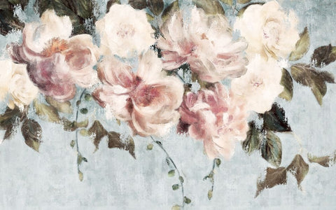 Hanging Country Blooms White Modern Wood Framed Art Print with Double Matting by Blue, Nina