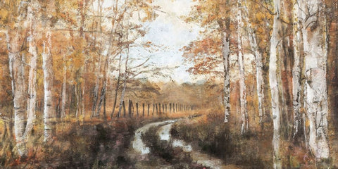 Rusted Hearth Birch Trees II Black Ornate Wood Framed Art Print with Double Matting by Blue, Nina