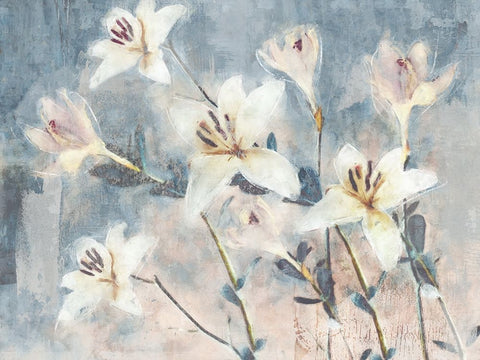 Whisper Blooms Black Modern Wood Framed Art Print by Blue, Nina