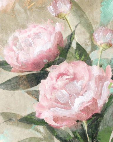 Bountiful Peonies II Black Ornate Wood Framed Art Print with Double Matting by Blue, Nina