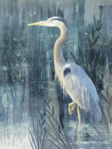 Glacier Heron IV White Modern Wood Framed Art Print with Double Matting by Blue, Nina