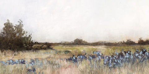 Moody Field III White Modern Wood Framed Art Print with Double Matting by Blue, Nina