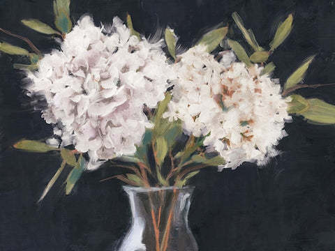 Simple Hydrangeas Black Ornate Wood Framed Art Print with Double Matting by Blue, Nina