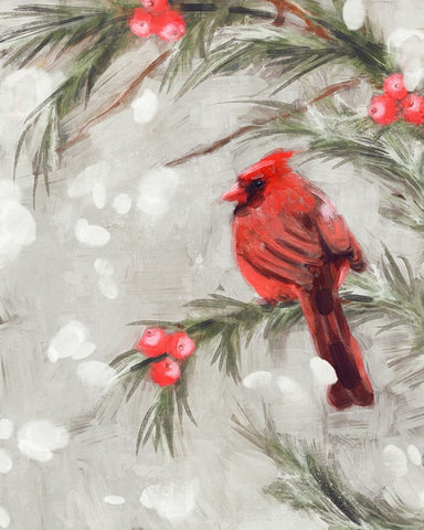 Cardinal III Black Ornate Wood Framed Art Print with Double Matting by Blue, Nina