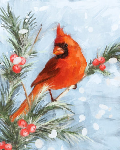 Cardinal IV Black Ornate Wood Framed Art Print with Double Matting by Blue, Nina