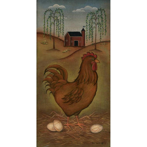 Hen White Modern Wood Framed Art Print by Lewis, Kim