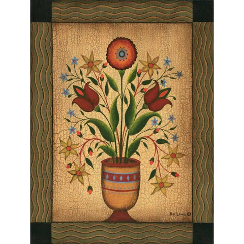 Floral Black Modern Wood Framed Art Print with Double Matting by Lewis, Kim