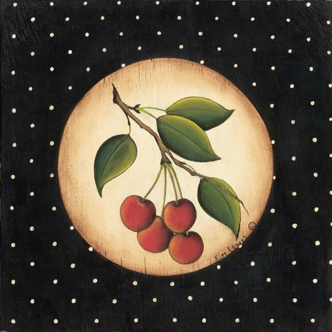 Four Cherries Black Modern Wood Framed Art Print with Double Matting by Lewis, Kim