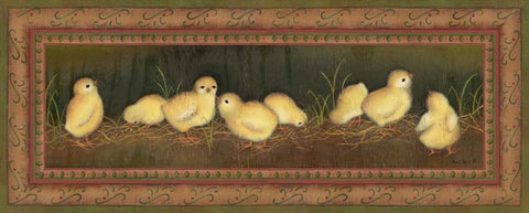 Eight Chicks White Modern Wood Framed Art Print with Double Matting by Lewis, Kim