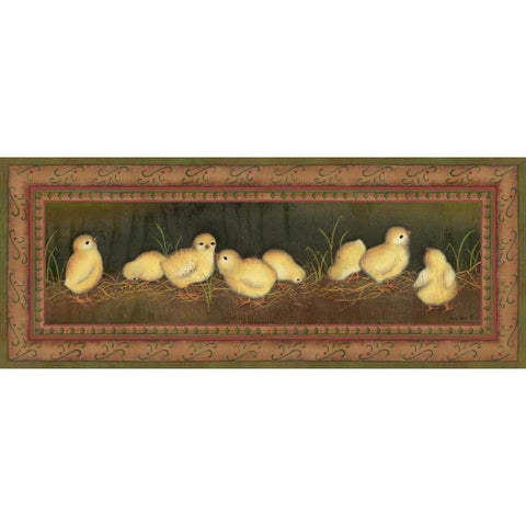 Eight Chicks White Modern Wood Framed Art Print by Lewis, Kim