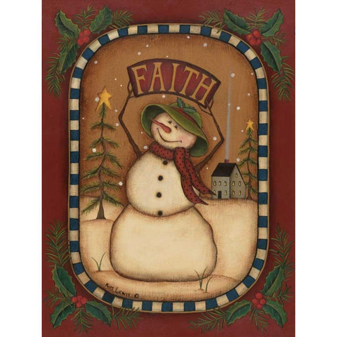 Faith Snowman Black Modern Wood Framed Art Print with Double Matting by Lewis, Kim