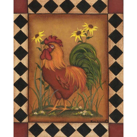 Red Rooster I White Modern Wood Framed Art Print by Lewis, Kim