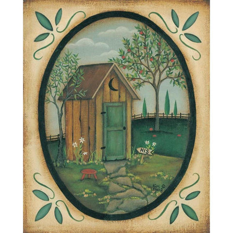 His Outhouse White Modern Wood Framed Art Print by Lewis, Kim