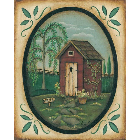 Her Outhouse White Modern Wood Framed Art Print by Lewis, Kim