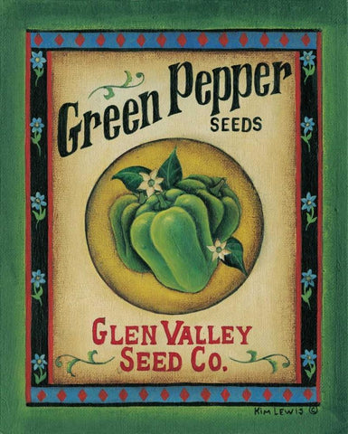 Green Pepper Seeds White Modern Wood Framed Art Print with Double Matting by Lewis, Kim