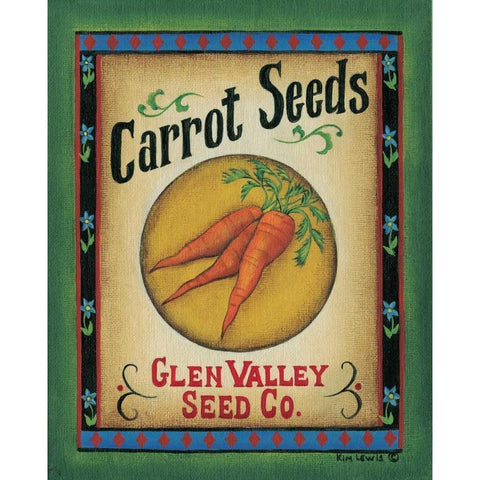 Carrot Seeds Black Modern Wood Framed Art Print with Double Matting by Lewis, Kim