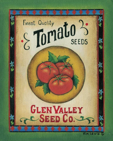 Tomato Seeds Black Ornate Wood Framed Art Print with Double Matting by Lewis, Kim