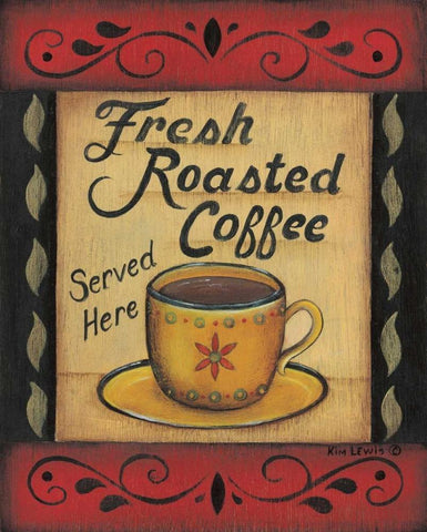 Fresh Roasted Coffee White Modern Wood Framed Art Print with Double Matting by Lewis, Kim