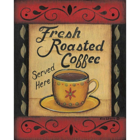 Fresh Roasted Coffee White Modern Wood Framed Art Print by Lewis, Kim