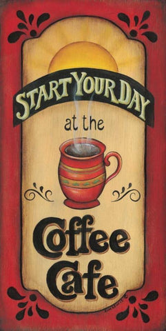 Start Your Day Black Ornate Wood Framed Art Print with Double Matting by Lewis, Kim