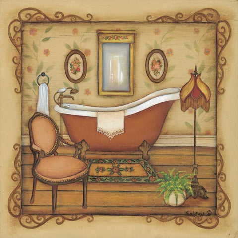 Vintage Bath Black Modern Wood Framed Art Print by Lewis, Kim