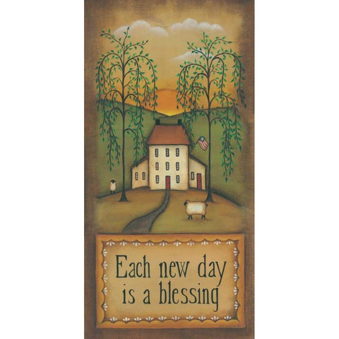 Each Day Is A New Blessing White Modern Wood Framed Art Print by Lewis, Kim