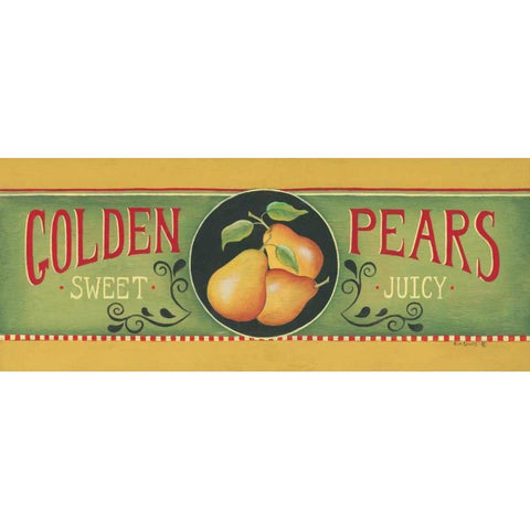 Golden Pears Gold Ornate Wood Framed Art Print with Double Matting by Lewis, Kim