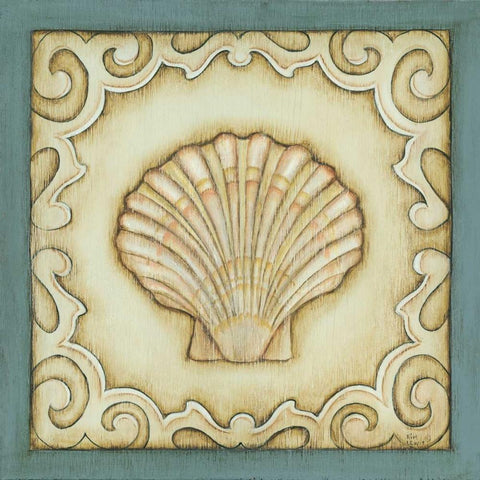 Cottage Seashell White Modern Wood Framed Art Print with Double Matting by Lewis, Kim