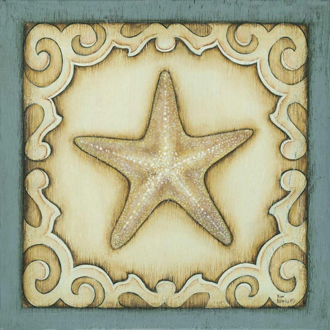 Cottage Starfish Gold Ornate Wood Framed Art Print with Double Matting by Lewis, Kim