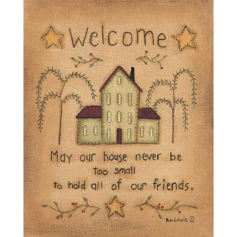 Welcome Black Modern Wood Framed Art Print with Double Matting by Lewis, Kim