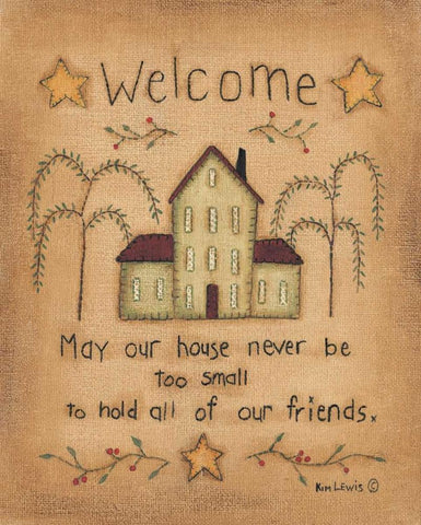 Welcome White Modern Wood Framed Art Print with Double Matting by Lewis, Kim