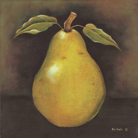 Green Pear Gold Ornate Wood Framed Art Print with Double Matting by Lewis, Kim