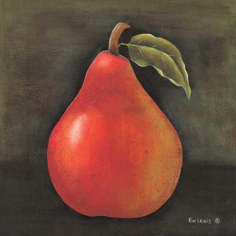 Red Pear White Modern Wood Framed Art Print by Lewis, Kim