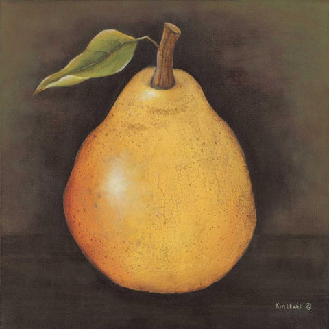 Yellow Pear Black Modern Wood Framed Art Print by Lewis, Kim
