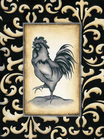 Rooster II White Modern Wood Framed Art Print with Double Matting by Lewis, Kim