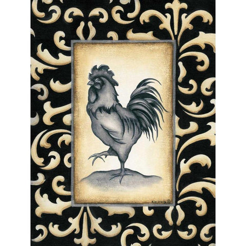 Rooster II Black Modern Wood Framed Art Print with Double Matting by Lewis, Kim