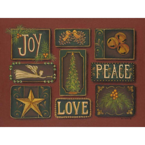 Joy Peace Love Black Modern Wood Framed Art Print with Double Matting by Lewis, Kim