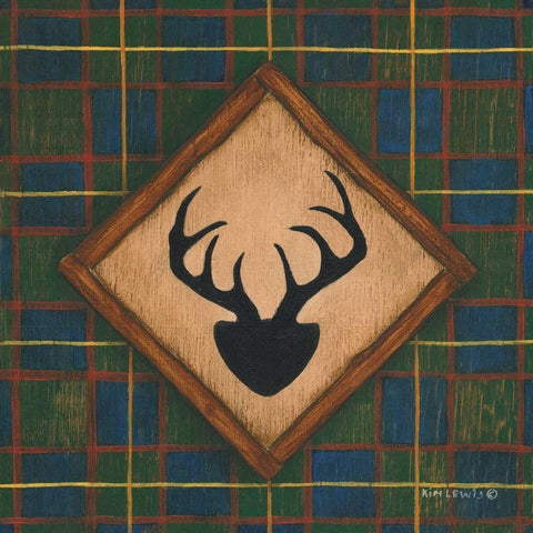 Antlers Gold Ornate Wood Framed Art Print with Double Matting by Lewis, Kim