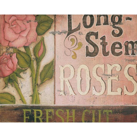 Long Stem Roses Black Modern Wood Framed Art Print with Double Matting by Lewis, Kim