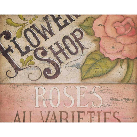 Flower Shop Roses Gold Ornate Wood Framed Art Print with Double Matting by Lewis, Kim