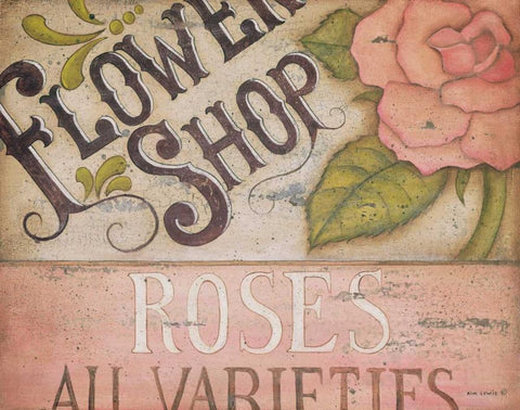 Flower Shop Roses White Modern Wood Framed Art Print with Double Matting by Lewis, Kim